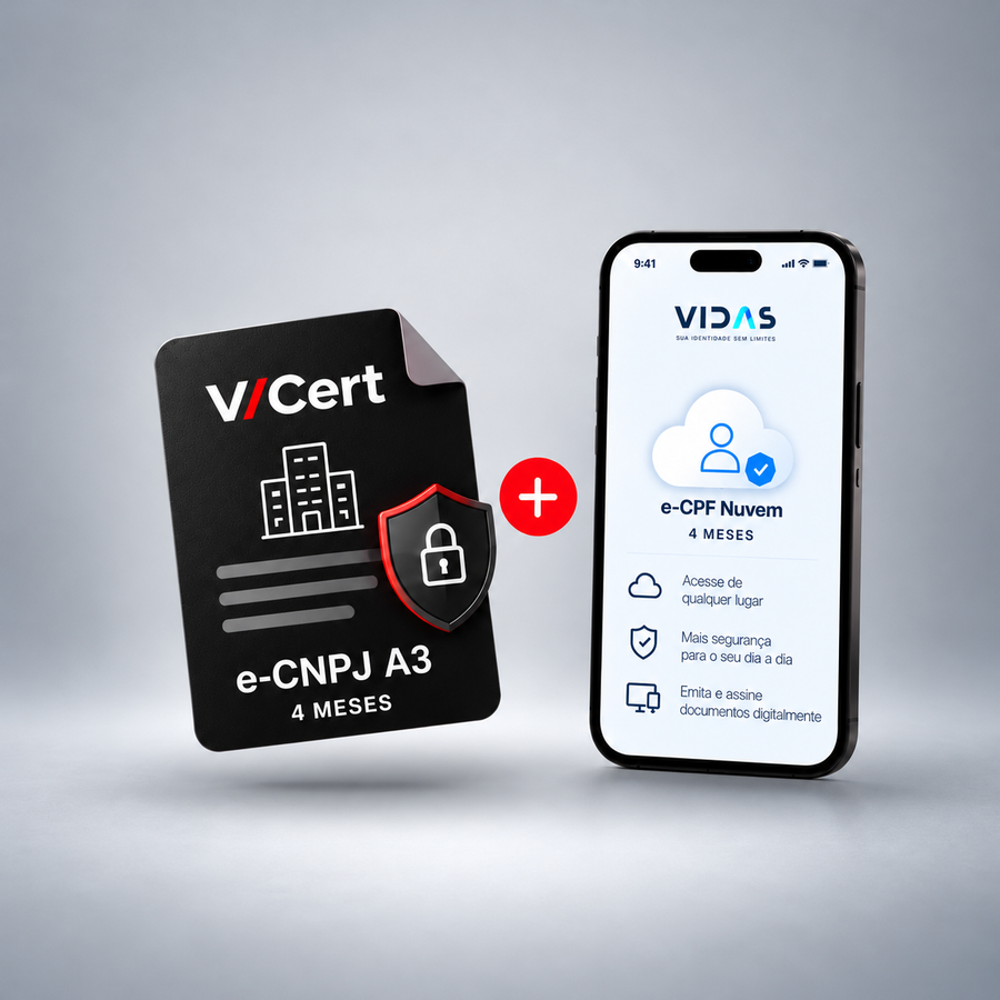 e-CNPJ A3 em Nuvem 4 Meses + e-CPF Nuvem 4 Meses (Combo)