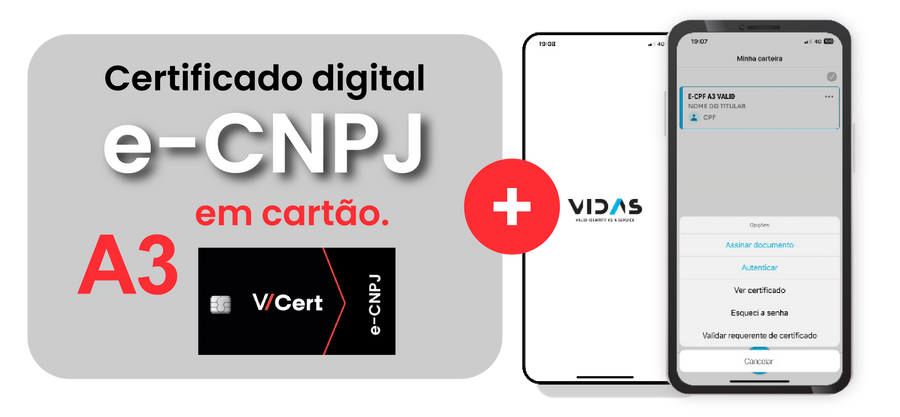 e-CNPJ A3 em Cartão + e-CPF Nuvem 4 Meses (Combo)