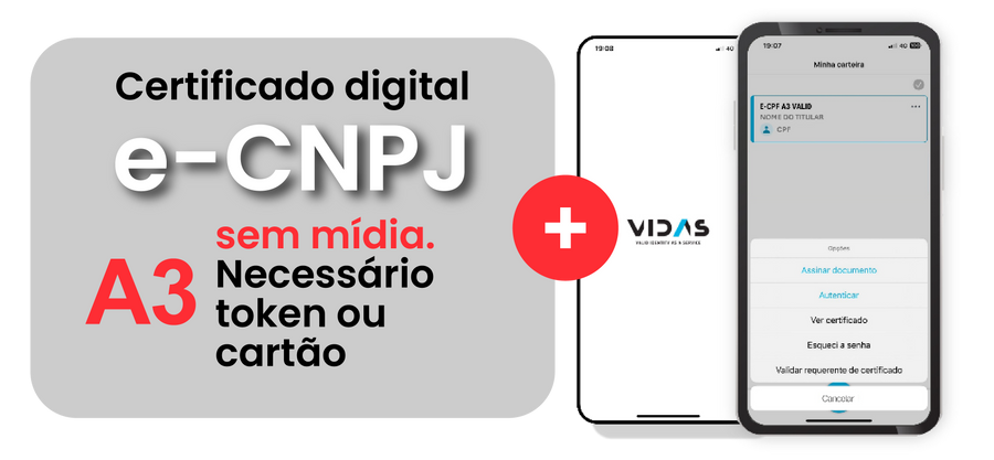 Renovação e-CNPJ A3 - Sem Mídia - 2 anos + e-CPF Nuvem 4 Meses (Combo)