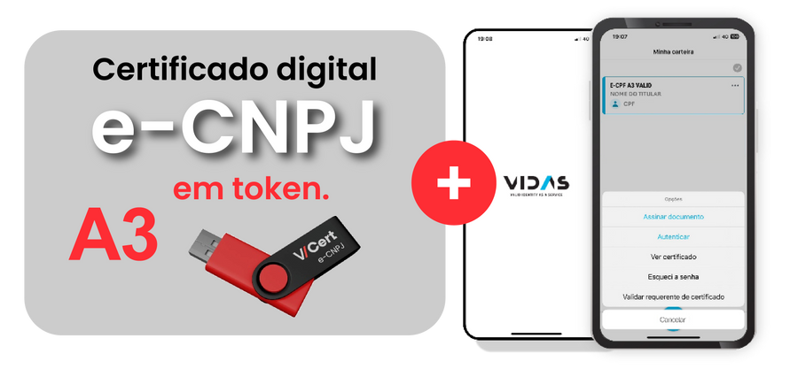 e-CNPJ A3 em Token - 2 anos e 6 meses + e-CPF Nuvem 4 Meses (Combo)